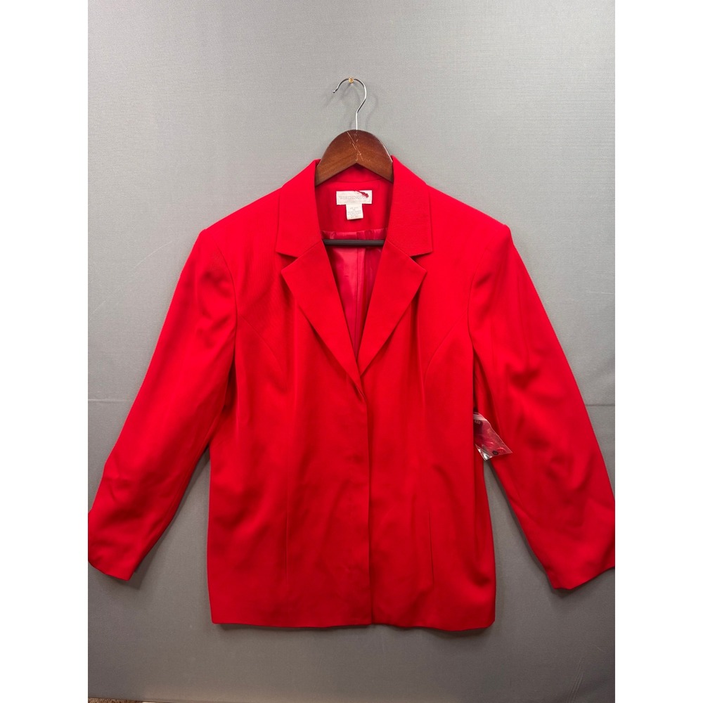 Worthington Red Single Button Lined Blazer Jacket Womens 16 Professional Career